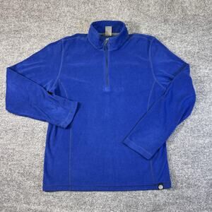 REI Co-op Fleece Pullover Mens Medium Blue 1/4 Zip Long Sleeve Hiking Shirt